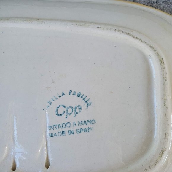 Ceramica Padilla Padilla Serving Dish Spain Floral Yellow Pink Like New - Picture 4 of 8